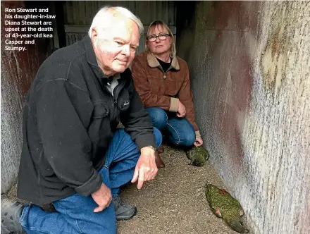  ??  ?? Ron Stewart and his daughter-in-law Diana Stewart are upset at the death of 43-year-old kea Casper and Stumpy.