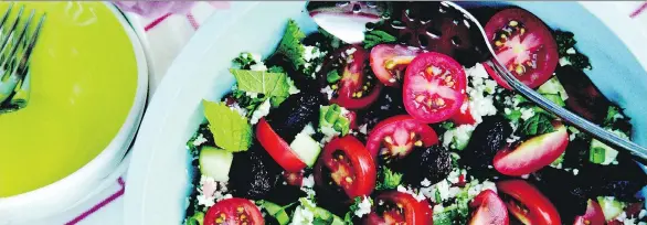  ??  ?? Cauliflowe­r tabbouleh from the book Eat Better Live Better Feel Better, is filled with high-alkaline vegetables that should make up a healthy diet, says author Julie Cove.