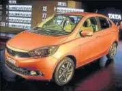  ?? AFP ?? The Tigor on display during its launch, in Mumbai on Wednesday