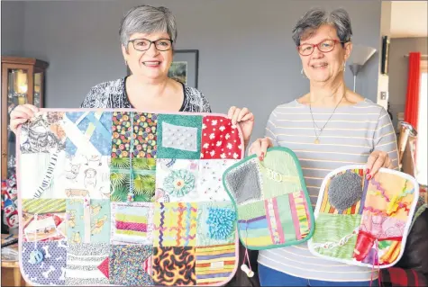  ?? CAROLE MORRIS-UNDERHILL ?? Lifelong friends Beth McBrine and Cathy Dunbar began sewing together earlier this year in an effort to bring some comfort to people who have dementia. The pair get together twice a week to create fidget quilts. These are then donated to people who...