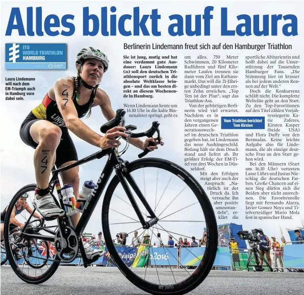  ??  ?? Laura Lindemann will nach dem EM-Triumph auch in Hamburg vorn dabei sein.