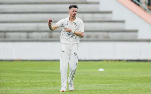  ?? Photo / Warren Buckland ?? Liam Dudding, who took 6-32 as Hawke’s Bay skittled Horowhenua Kapiti for 129 at the weekend, pictured playing a Hawke Cup match last February.