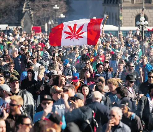  ?? CHRIS ROUSSAKIS / AFP / GETTY IMAGES ?? National Marijuana Day in Ottawa last April 20. When it comes to the debate about recreation­al pot, writes Andrew Coyne, we should begin by admitting we are not just legalizing marijuana, but to some extent, normalizin­g it.