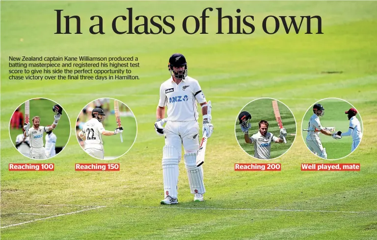  ?? GETTY IMAGES/AP ?? Kane Williamson has utterly dominated the opening two days of New Zealand’s first test against the West Indies in Hamilton with an impeccable, unruffled display of batsmanshi­p.