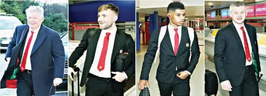  ??  ?? Sir Alex Ferguson (left) joined Manchester United’s stars — including Luke Shaw and Marcus Rashford (centre pictures) as they travelled to play against PSG. United manager Ole Gunnar Solskjaer (right) has to mastermind a huge turnaround at the Parc des Princes tonight after they lost 2-0 at Old Trafford in the first leg last month — BBC