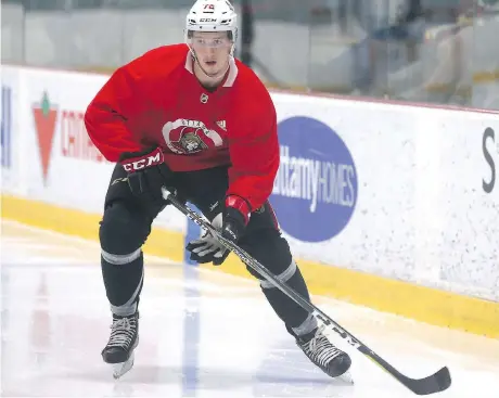  ?? JEAN LEVAC ?? Thomas Chabot says he’s excited to play against Sidney Crosby when the Sens face the Penguins in the Ottawa rookie’s 37th NHL outing.