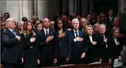  ?? ALEX BRANDON — GETTY IMAGES ?? From left, President Trump and first lady Melania Trump, former President Obama and former first lady Michelle Obama, former President Clinton and former Secretary of State Hillary Clinton, and former President Carter and former first lady Rosalynn Carter.