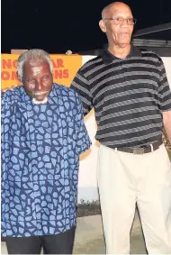  ?? FILE ?? Count Owen (left) and Kingsley ‘King Omar’ Goodison at last year’s launch of Tribute to the Greats.
Kingsley Goodison