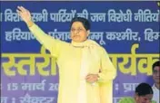  ?? RAVI KUMAR/HT ?? BSP chief Mayawati during a rally at Sector 25 in Chandigarh on Thursday.