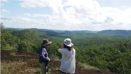  ?? Photograph: Lucy Graham ?? Conservati­onists at the site of the proposed Wooroora Station wind farm in far north Queensland that was blocked by the federal environmen­t minister, Tanya Plibersek.