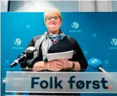  ??  ?? Partileder Trine Skei Grande på talerstole­n under Venstres landskonfe­ranse sist helg.