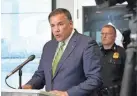  ?? BARBARA PERENIC/COLUMBUS DISPATCH ?? Columbus Mayor Andrew Ginther addresses the media Monday during a news conference at city police headquarte­rs after a violent weekend that saw three separate shootings early Saturday morning.