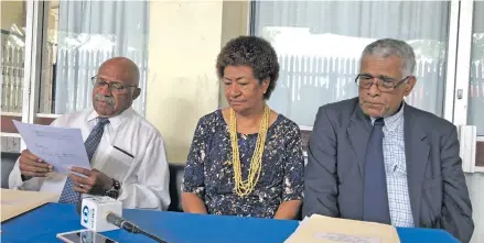  ?? Photo: Selita Bolanavanu­a ?? From left: Opposition leader nominee Sitiveni Rabuka, Ro Teimumu Kepa and Ratu Naiqama Lalabalavu.