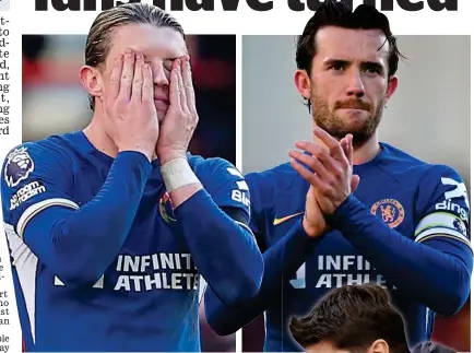  ?? SPORTIMAGE/GETTY ?? Tough times: Conor Gallagher and Ben Chilwell feel the strain on a difficult day for Pochettino (right)