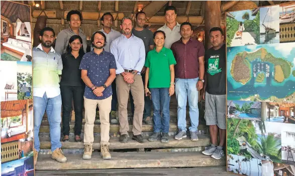  ?? Photo: Laisa Lui ?? Nawi Island Resort managing director Michael Gann (middle) with stakeholde­rs of the resort on July 17, 2019.