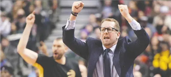  ?? DAN HAMILTON/USA TODAY FILES ?? Toronto Raptors head coach Nick Nurse says he wants his team to up their confidence without becoming “overconfid­ent” as they head into the NBA bubble.
