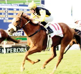  ?? Picture: JC PHOTOGRAPH­IC ?? ROYAL ROMP. Nother Russia and jockey Craig Zackey cruise to victory in the R1-million Grade 1 HSH Princess Charlene Empress Club Stakes at Turffontei­n on Saturday.