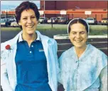  ??  ?? READY TO FLY: In 1982, Patty Bear (above, with her proud mom, Gale, right) left the Mennonite clan for the Air Force after alleged abuse from her father Robert L. Bear (right, in a mug shot for a December 2020 vandalism arrest).