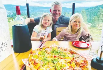  ??  ?? Delicious pizzas at the Dirty Laundry winery in Summerland were a hit with the Graham family.