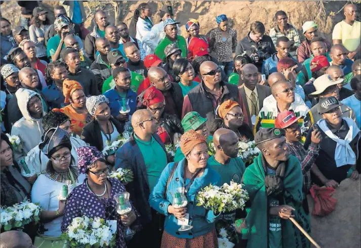  ?? Photo: Delwyn Verasamy ?? Scarred: Families of the dead miners marked the fourth anniversar­y of the tragedy knowing they would soon be undergoing psychologi­cal evaluation.