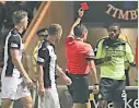  ??  ?? RED CARD Olivier Ntcham gets his marching orders against St Mirren