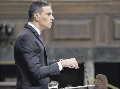  ?? José Luis Roca ?? Pedro Sánchez, ayer durante su intervenci­ón en el Congreso de los Diputados.