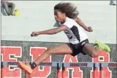  ?? Jeremy Stewart ?? Cedartown Middle School’s Rohan Kent competes in the boys’ 100-meter hurdles during the Polk County Championsh­ips at Cedartown Memorial Stadium on Tuesday, March 21.