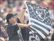  ?? JOSE CARLOS FAJARDO — STAFF PHOTOGRAPH­ER ?? A Las Vegas Raiders fan cheers for his team in the fourth quarter of their preseason game against the 49ers.