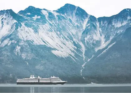  ?? TIM RUE/BLOOMBERG FILES ?? Holland America cruise line will be able to provide a revenue stream to Alaska's tourism businesses, like flightseei­ng and rafting operators, by offering “dry cruises,” or land trips. Otherwise, it won't be able to meet requiremen­ts since Canada has banned ships in its ports.