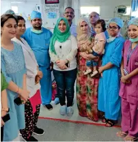  ??  ?? SPREADING HOPE: With her teddy in one hand, Staish Azad Khalil (left photo) poses for a snap with her mother, NGO members and the hospital staff who took care of her as she underwent a heart surgery. At right, Staish is joined by Naveen, another Heart of Hope beneficiar­y.