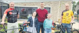  ?? (Pic: John D Kelly) ?? Pictured at the official launch of the 21st annual Tour de Munster charity cycle in aid of Down Syndrome Ireland [DSI], hosted at DSI Tipperary’s new premises, Meitheal 21 in Thurles, were l-r: Paul Sheridan (Tour de Munster founder), Orla and Kate Bane, with Jason Bane DSI Cork and cycling legend, Sean Kelly.