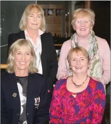  ??  ?? Winners of the Three Lady Rumble at Dundalk, Geraldine McGeough, Olive Lowth, Lady Captain Maeve Ahern and Jennifer Holland.