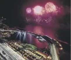  ?? ?? Fireworks are pictured over the Jeddah Corniche Circuit