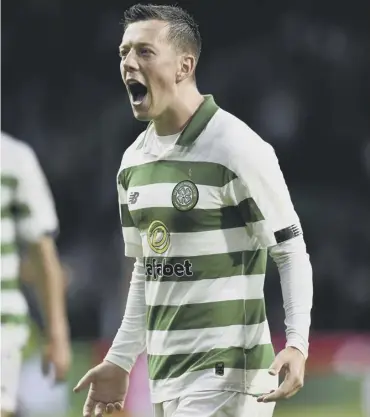  ??  ?? 0 Callum Mcgregor celebrates his goal for Celtic against Sarajevo on Wednesday night.