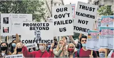  ??  ?? Contempt: A-level students took to the streets to protest; Gavin Williamson, inset