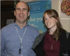  ??  ?? Nicola Murphy from Kildavin with lecturer Patrick Morgan.