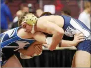  ?? ROD JAMES - FOR DIGITAL FIRST MEDIA FILE ?? Kutztown’s Tyler Fisher, right, returned from injury to win the 170-pound title at the District 3 Class 2A Section 1 tournament Saturday at Hamburg.