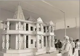  ?? PTI ?? ■ Gandhi believed that God resided in one’s heart, and that trust in or love for God was realised through one’s personal conduct. (A model for a Ram temple, Kumbh Mela, 2019)