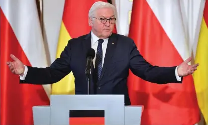  ?? Photograph: Radek Pietruszka/EPA ?? ‘Not welcome’: Steinmeier, pictured in Warsaw on 12 April, has recently conceded his past strategy of rapprochem­ent with Moscow failed.