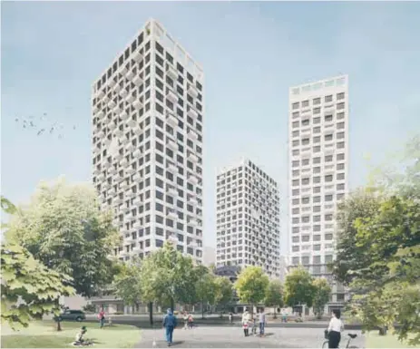 ?? FOTO: ALM EQUITY ?? TRE HÖGHUS. Häggvik View med tre 23-våningshus är flaggskepp­et för det nya bostadsomr­ådet med 1 500 lägenheter. Projektet ska vara klart år 2021.
