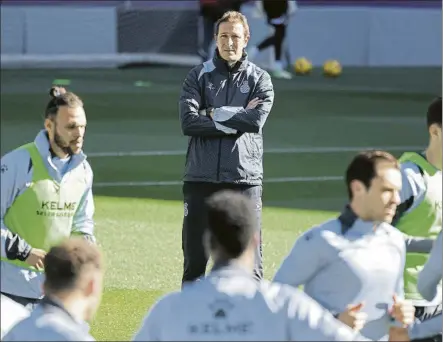  ?? FOTO: MORATA ?? Ramis, en el entrenamie­nto de ayer
El técnico del Espanyol confirmó que Joan García será el portero titular al estar lesionado Pacheco