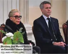  ?? FOTO: MARCO BERTORELLO/AFP ?? Skrušena žena Marina Doria in sin Emanuele Filiberto Savojski