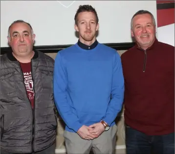  ??  ?? New manager Damian Locke (manager) with loyal clubmen James Brady and Seán Keane.