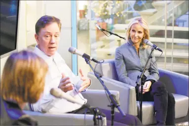  ?? Getty Images ?? Annie Lamont listens to Gov. Ned Lamont on SiriusXM Business Radio on Dec. 20 in a show cast from New York City. In 2020, Lamont enters the back half of Connecticu­t’s biennial legislativ­e session looking for results from his initial efforts to create a new cycle of balanced budgets while meeting the state’s future obligation­s to retirees.