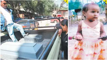  ?? FOTOS: ESTALIN IRÍAS ?? (1) El cuerpo de la pequeña Cinthia fue retirado ayer de la morgue del Ministerio Público de la capital por sus padres. (2) Fotografía en vida de la infante Cinthia Melissa Hernández.