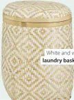  ??  ?? White and wicker laundry basket, £32