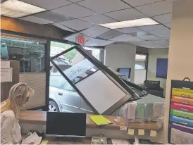  ?? COURTESY PHOTO ?? Police said a 70-year-old woman drove a vehicle into the DancingBon­es Wellness Center, 2801 Rodeo Road, on Thursday afternoon. No injuries were reported. Police said the woman mistakenly hit the accelerato­r instead of the brake pedal.