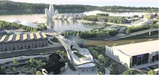  ?? IMAGE: ANIMATION RESEARCH ?? Initial funding . . . An updated image of the proposed Dunedin waterfront developmen­t.