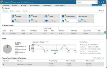  ??  ?? ABOVE Dell’s iDRAC9 delivers an excellent selection of remotemana­gement services