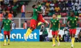  ?? Photograph: Mohamed Abd El Ghany/Reuters ?? Cameroon's Vincent Aboubakar celebrates scoring the second of his two penalties in the victory over Burkina Faso in Yaoundé.